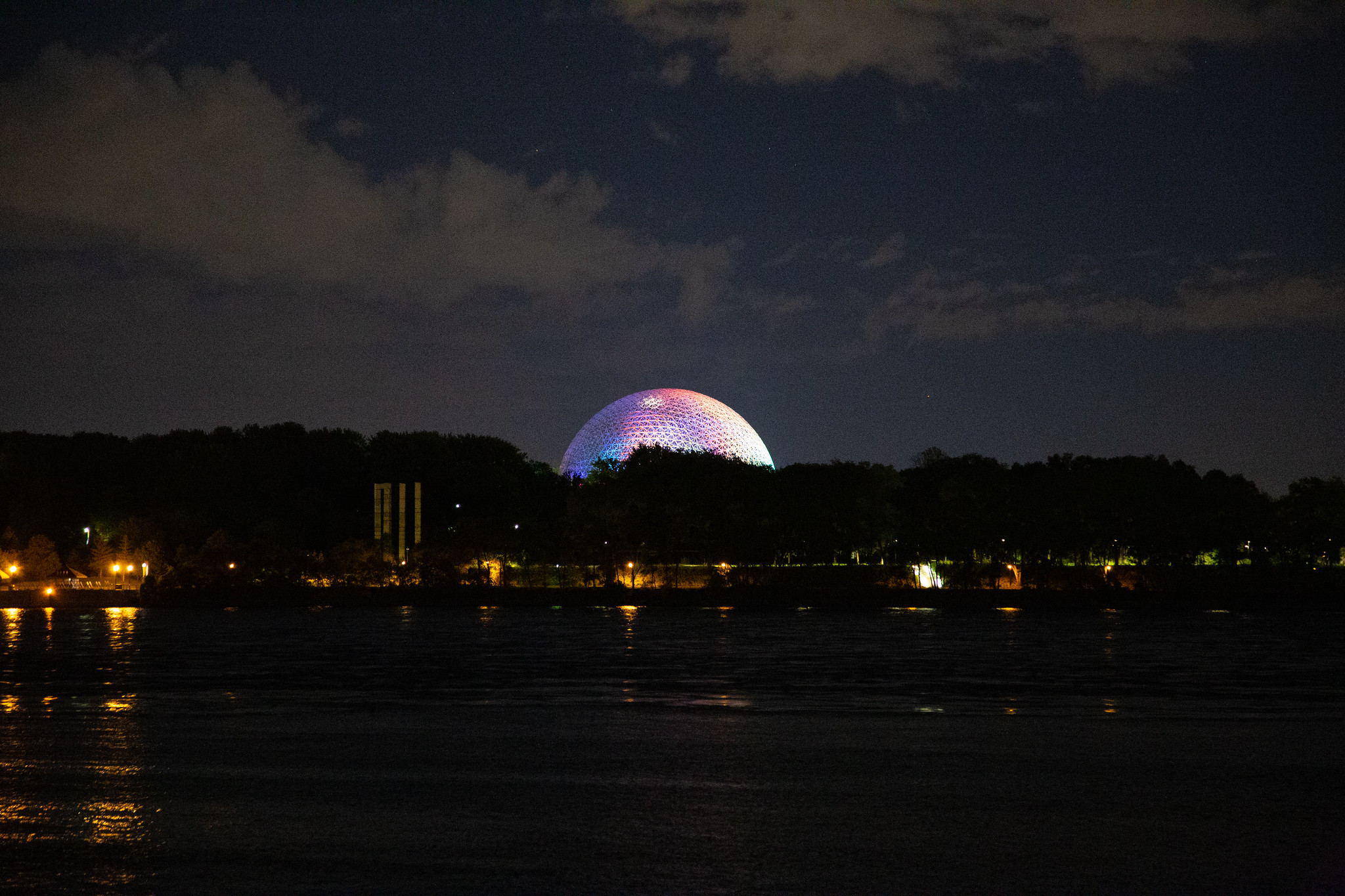 Montreal Espace 67 at night